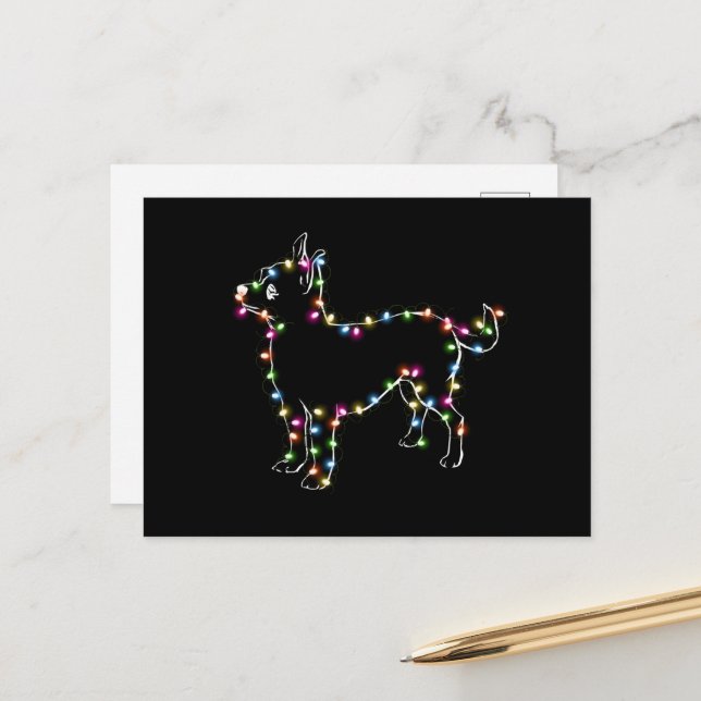 Chihuahua med julljus Hundälskare Julafton Vykort (Fram/Back In Situ)