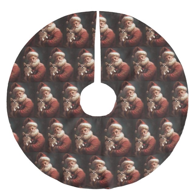 Chihuahua med Jultomten julafton Julgransmatta Borstad Polyester (Framsidan)