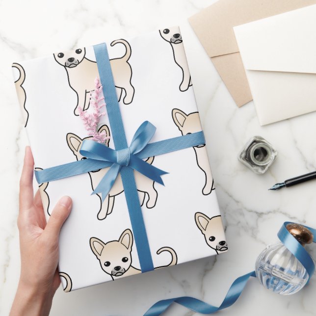 Chihuahua med krämigt slät päls söt hund mönster presentpapper (Gifting)