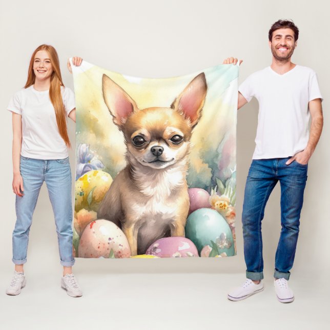 Chihuahua med påskägg Semester  Fleecefilt (På plats)