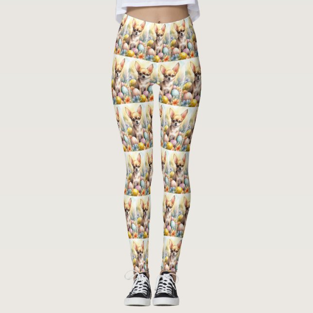 Chihuahua med påskägg Semester  Leggings (Framsida)