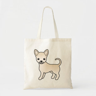 Chihuahua med slät päls och krämfärg söt tecknad h tygkasse