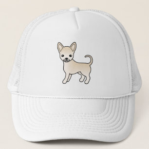 Chihuahua med slät päls och krämfärgad söt seriehu keps