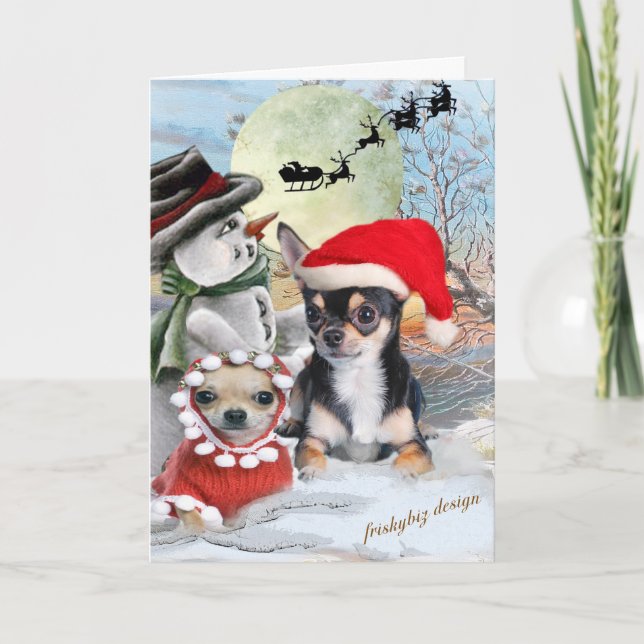 Chihuahua med Snömannen-kort Helgkort (Framsida)