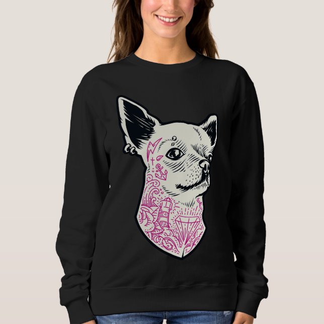 Chihuahua med tattoos t shirt (Framsida)