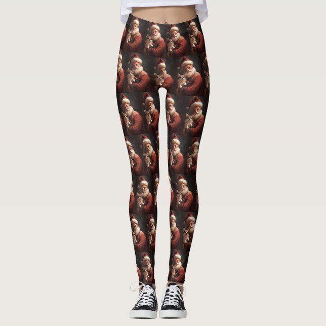 Chihuahua med Tomte Festiv Jul Leggings (Framsida)