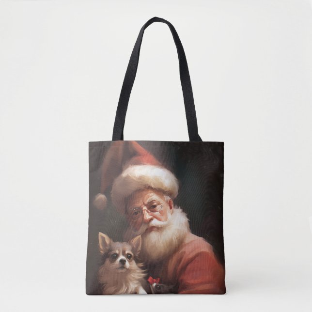 Chihuahua med Tomte Festiv Jul Tygkasse (Framsida)
