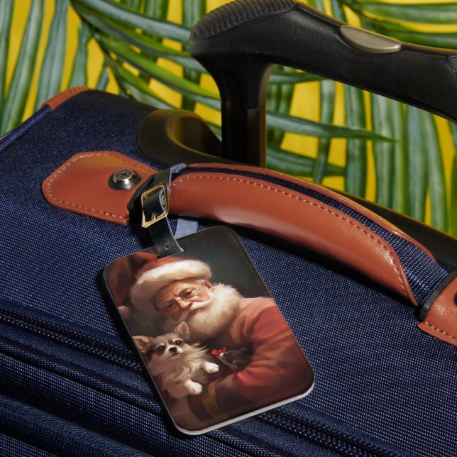 Chihuahua med tomte festlig jul bagagebricka (Framsida Insitu 1)