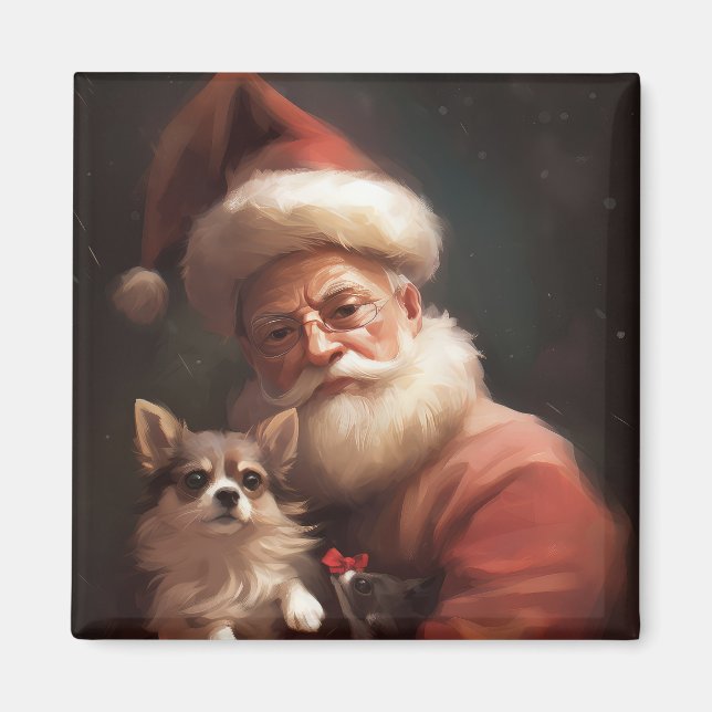 Chihuahua med Tomte Festlig jul Magnet (Framsidan)