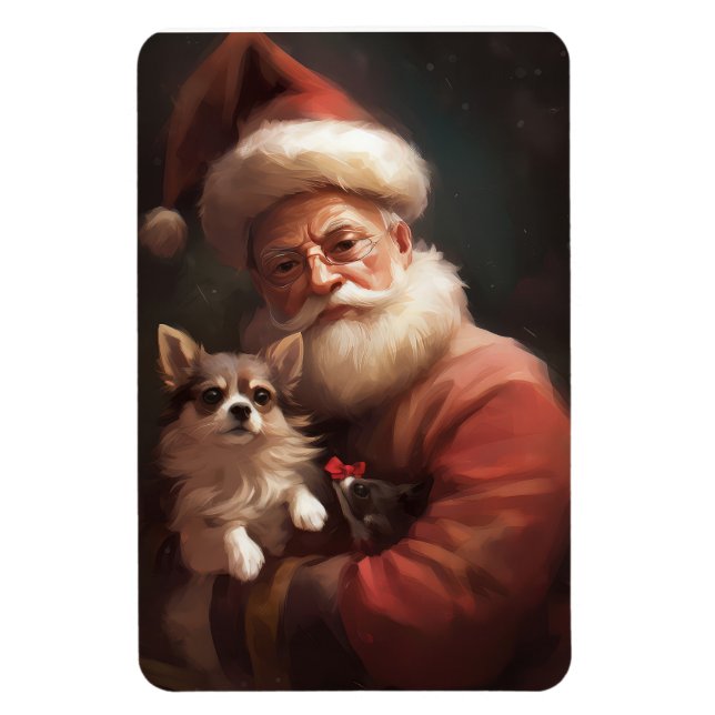 Chihuahua med tomte festlig jul magnet (Vertikal)