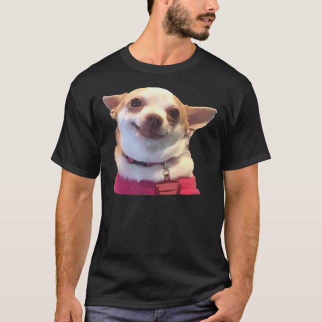Chihuahua Meme Smiling T Shirt (Framsida)