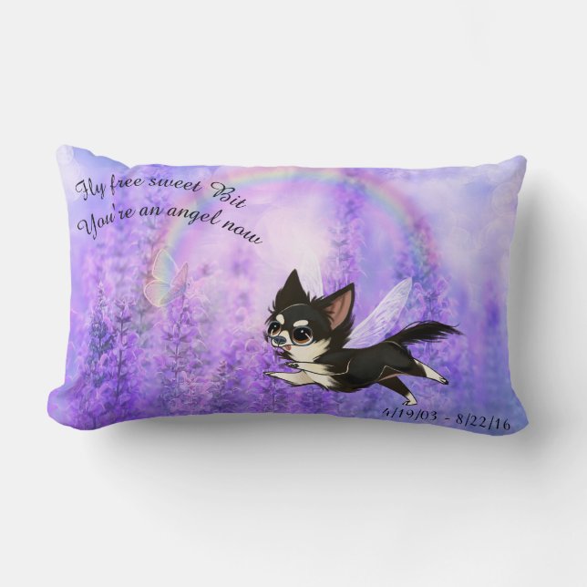 Chihuahua Memorial Rainbow Bridge Pillow Lumbarkudde (Framsida)