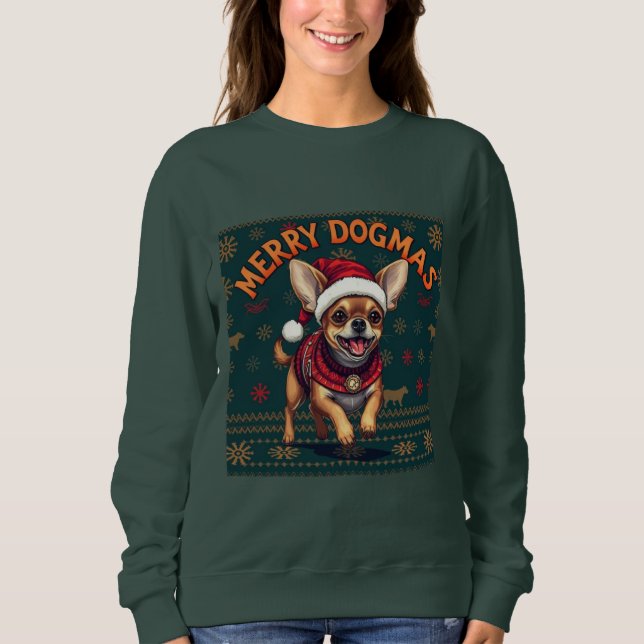 Chihuahua Merry Dogmas  T Shirt (Framsida)