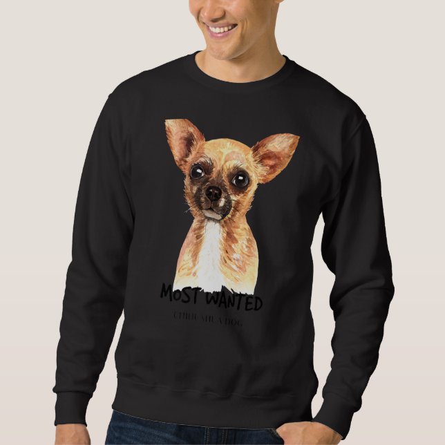Chihuahua Mest önskad vattenfärg Lång Ärmad Tröja (Framsida)