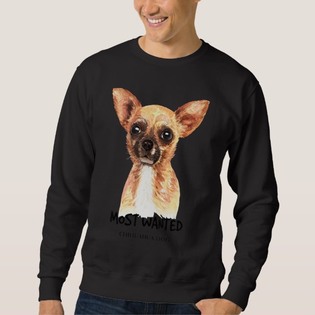 Chihuahua Mest önskad vattenfärg Lång Ärmad Tröja (Framsida)