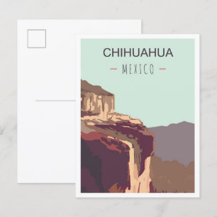 Chihuahua Mexico Art Vintage resor Illustration Vykort