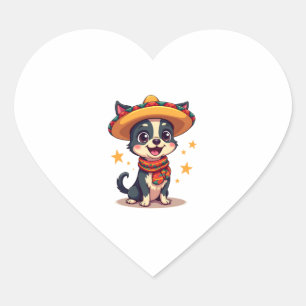 Chihuahua Mexico Cinco de Mayo Rolig hund Copy Hjärtformat Klistermärke