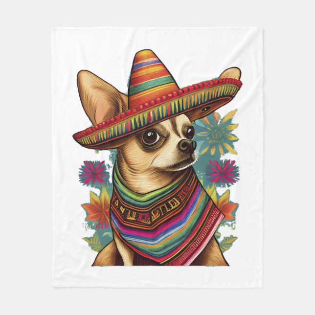 Chihuahua Mexico Cinco de Mayo Rolig hund Fleecefilt (Framsidan)