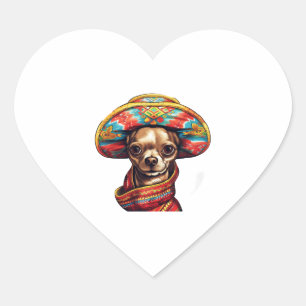 Chihuahua Mexico Cinco de Mayo Rolig hund Hjärtformat Klistermärke
