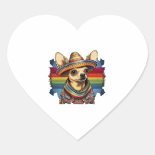 Chihuahua Mexico Cinco de Mayo Rolig hund Hjärtformat Klistermärke