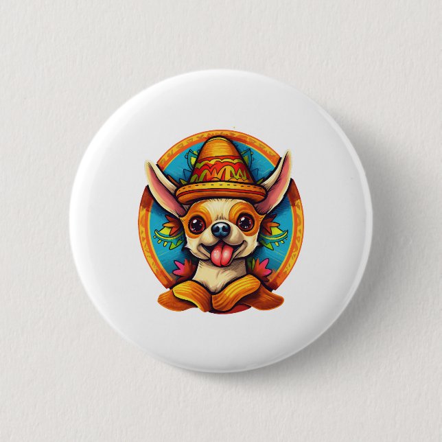 Chihuahua Mexico Cinco de Mayo Rolig hund Knapp (Framsida)