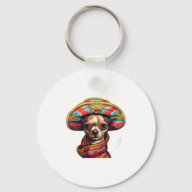 Chihuahua Mexico Cinco de Mayo Rolig hund Nyckelring (Framsida)