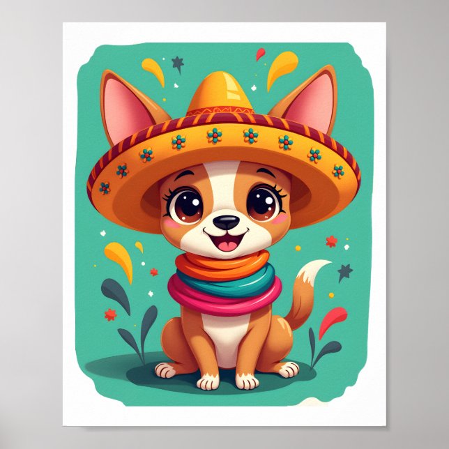 Chihuahua Mexiko Cinco de Mayo Rolig Hund (2) Poster (Framsidan)