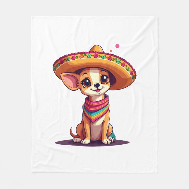 Chihuahua Mexiko  Cinco de Mayo  Rolig Hund   (4) Fleecefilt (Framsidan)