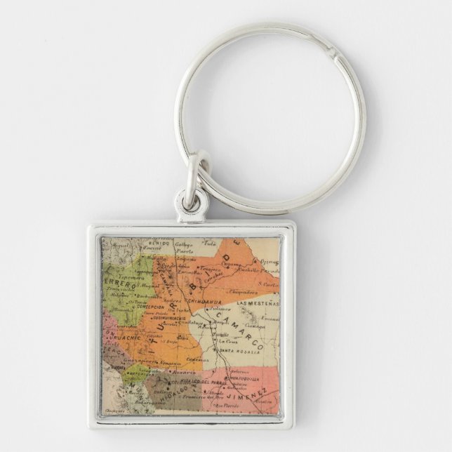 Chihuahua, Mexiko Fyrkantig Silverfärgad Nyckelring (Framsidan)