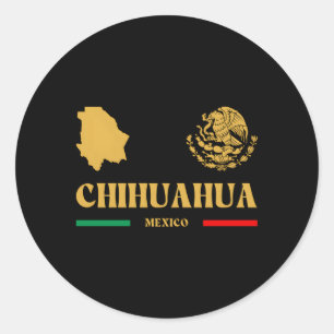 Chihuahua Mexiko med mexikanskt emblem Chihuahua M Runt Klistermärke