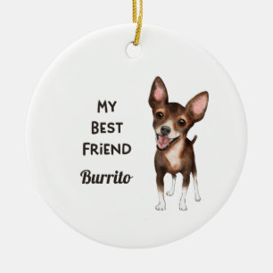 Chihuahua Mitt bästa vänendnamn Julgransprydnad Keramik