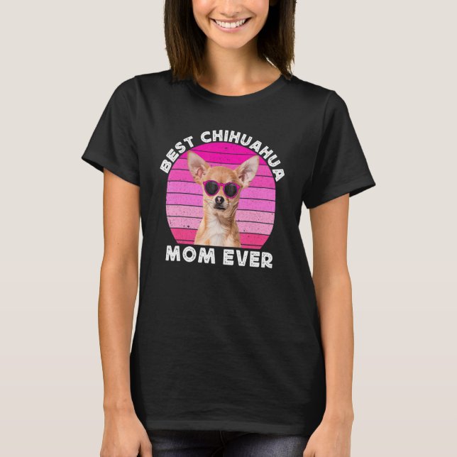Chihuahua Mom For Women Retro Brown Chiwawa  Dog M T Shirt (Framsida)