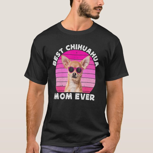 Chihuahua Mom For Women Retro Brown Chiwawa  Dog M T Shirt (Framsida)