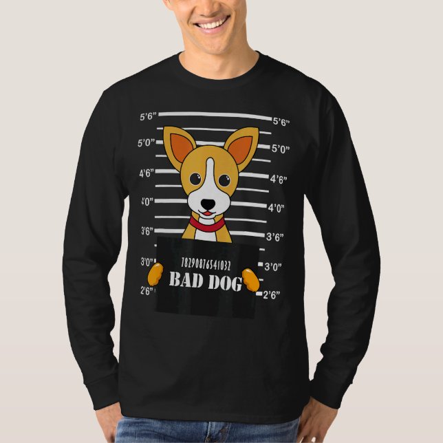Chihuahua Mugg Shot Bad Hund Pappa Mamma T Shirt (Framsida)