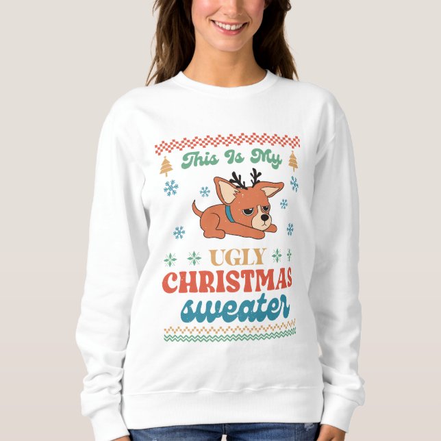 Chihuahua My Ugly jul Sweater T Shirt (Framsida)