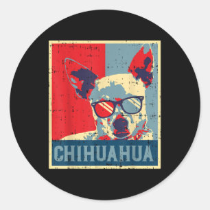 Chihuahua Obama Poster Vintage Chiwawa Hund älskar Runt Klistermärke