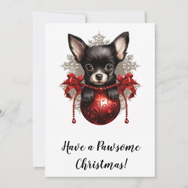Chihuahua och Bauble jul Card Julkort (Framsida)
