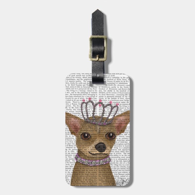Chihuahua och Tiara Bagagebricka (Vertikal Framsida)