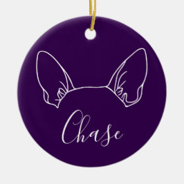 Chihuahua-ornament (Om-logotyp) Julgransprydnad Keramik