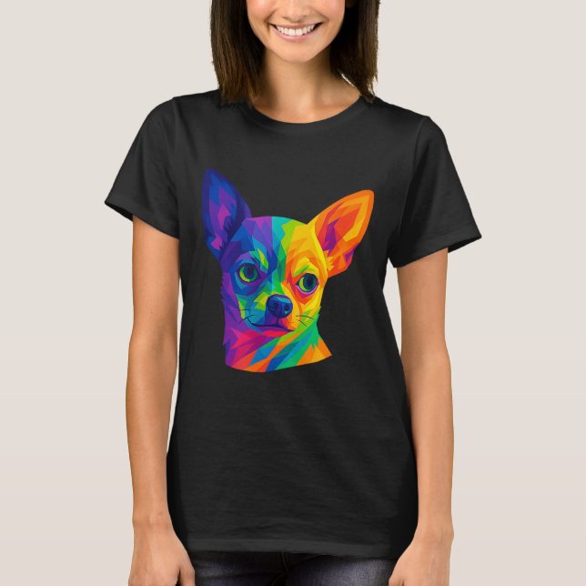 Chihuahua P Art Rtrait For Dog Owners  T Shirt (Framsida)