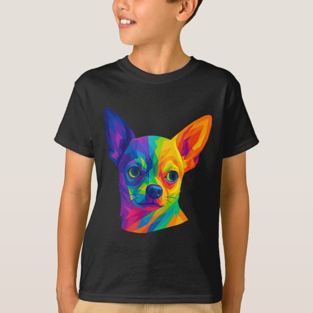Chihuahua P Art Rtrait For Dog Owners  T Shirt (Framsida)