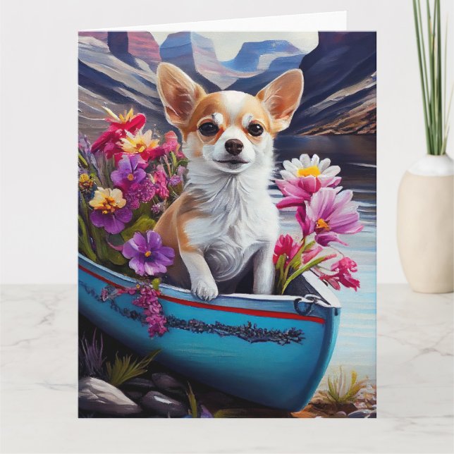 Chihuahua på en Paddle: En scen Äventyr Kort (Framsida)