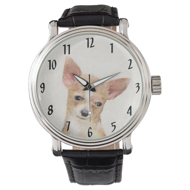 Chihuahua Painting - Cute Original Hund Art Armbandsur (Framsida)