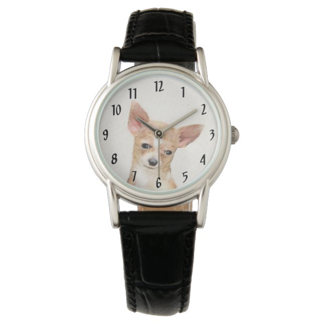 Chihuahua Painting - Cute Original Hund Art Armbandsur (Framsida)