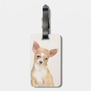 Chihuahua Painting - Cute Original Hund Art Bagagebricka
