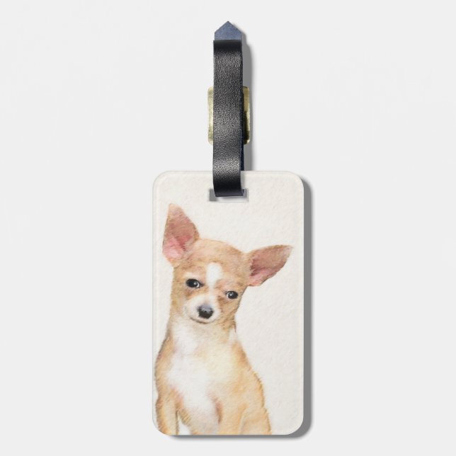 Chihuahua Painting - Cute Original Hund Art Bagagebricka (Baksidan Lodrät)