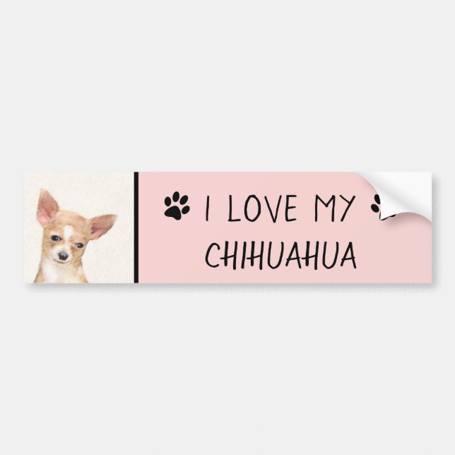 Chihuahua Painting - Cute Original Hund Art Bildekal (Framsidan)