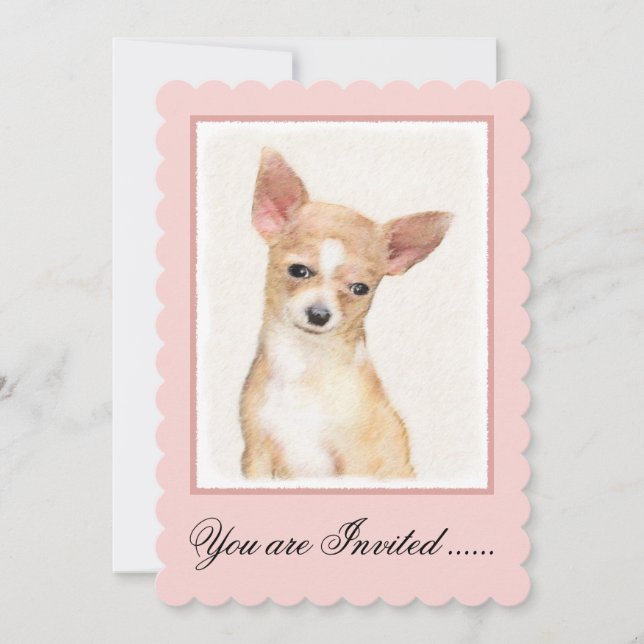 Chihuahua Painting - Cute Original Hund Art Inbjudningar (Framsida)
