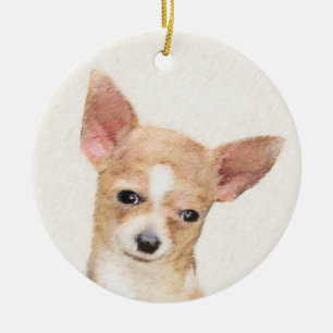 Chihuahua Painting - Cute Original Hund Art Julgransprydnad Keramik