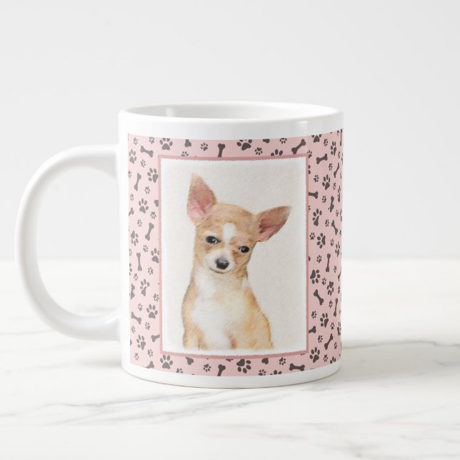 Chihuahua Painting - Cute Original Hund Art Jumbo Mugg (Vänster)